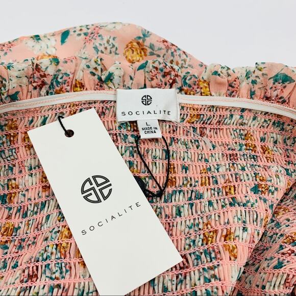 Socialite Ruched Peplum Waist Floral Off Shoulder - Picture 11 of 12